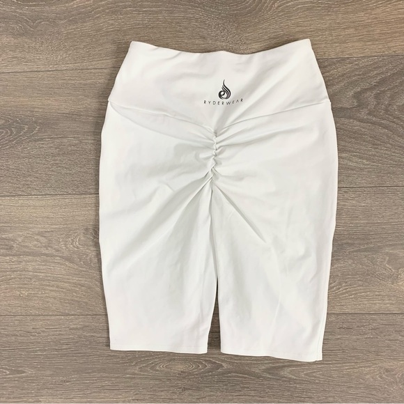 Ryderwear Women's Biker Shorts High Rise Waist Scrunched Bum White Size Small - Picture 6 of 9